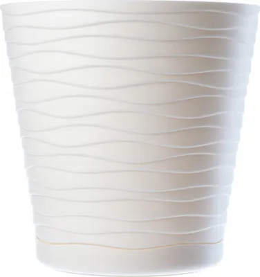 Produktbild von KADAX Blumentopf mit Untersetzer "Greve", Blumenkübel, Pflanztopf aus Kunststoff, Übertopf, rund, 21 cm, Creme