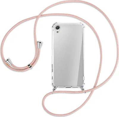 Produktbild von Handykette Backcover-Schutzhülle mit Band (Metall silberfarben) für Sony Xperia X Performance - roségold