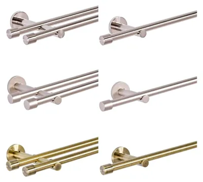 Produktbild von Gardinenstange 2-läufig 240 cm Edelstahl-Optik Vorhangstange mit Wandbefestigung