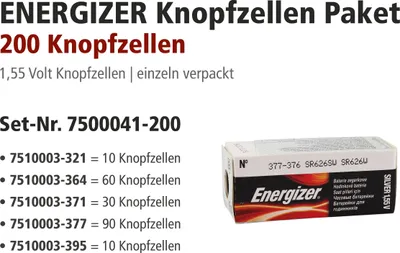 Produktbild von Energizer Aktionspakete, 321, 364, 371, 377, 395 sortiert