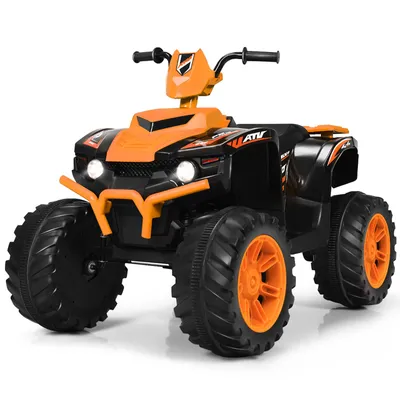 Zdjęcie produktu dla COSTWAY 12V elektryczny quad dziecięcy z reflektorem, mini quad elektryczny z muzyką, klaksonem, 4 koła quad dziecięcy 2,8-5 km/h, motocykl dziecięcy, dla dzieci 3+ pomarańczowy