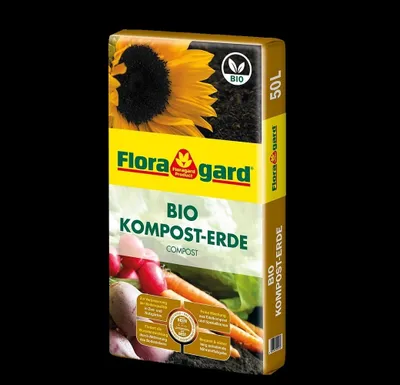 Produktbild von Floragard Kompost-Erde 50 L – unkrautfrei, hoher Humus, fördert Wurzelbildung für Bodenverbesserung & Pflanzung
