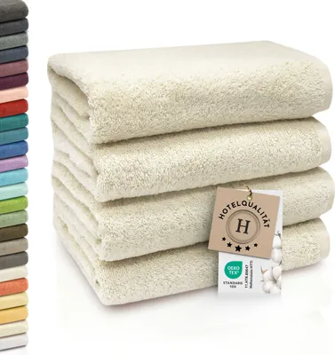 Produktbild von 4er Set Handtücher aus Baumwolle, 50x100 cm, creme