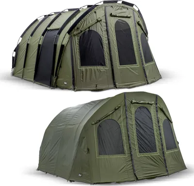 Immagine prodotto di Lucx Bigfoot Bivvy, tenda angolare per 2-6 persone – tenda da carp fishing XXL con telo esterno (Winterskin), telo pavimento removibile e colonna d'acqua di 10.000 mm