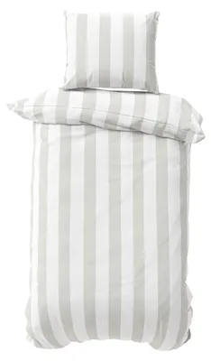 Produktbild von Bettwäsche Set 155x220 cm Jersey Baumwolle Bettbezug Bettgarnitur Weiß Grau Streifen 2 teilig