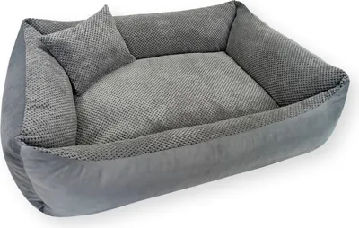Produktbild von 4L Textil TEO Hundebett, Dunkelgrau, 100x80 cm, für mittelgroße Hunde, kuschelig und flauschig, aus veganem Stoff in Veloursleder-Optik, mit Bezug und Inlett.