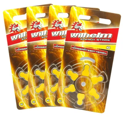 Produktbild von 24 x WILHELM Hörgerätebatterien Typ 10 gelb Hörgerätbatterie PR70 ZL4 1,4/1,45 V