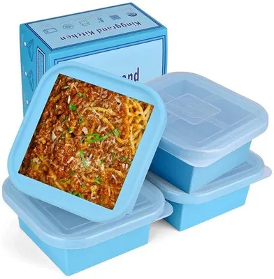 Image de Lot de 4 récipients en silicone pour la congélation, pour soupes et sauces