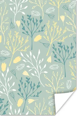 Produktbild von MuchoWow® Poster Pflanzen - Gelb - Grün - Muster 40x60 cm - Plakate für die Wand - Poster Babyzimmer