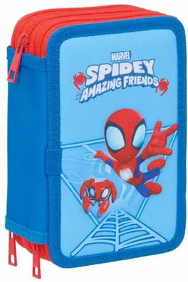 Obrázek produktu pro Trojitý penál Spidey Blue 12,5 x 19,5 x 5,5 cm 37 kusů