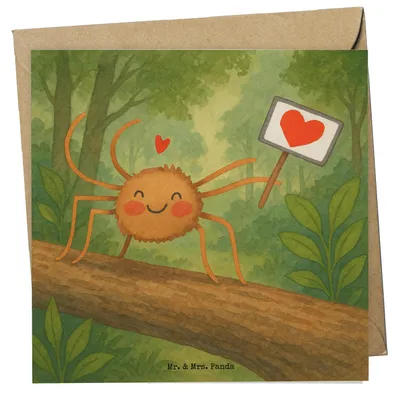 Produktbild von Mr. & Mrs. Panda Grußkarte Spinne Agathe Motivation Design - Weiß - Geschenk, Dankeschön, Vertrauen, Klappkarte, Glück, Liebe, Glückwunschkarte, faltkarte, doppelkarte