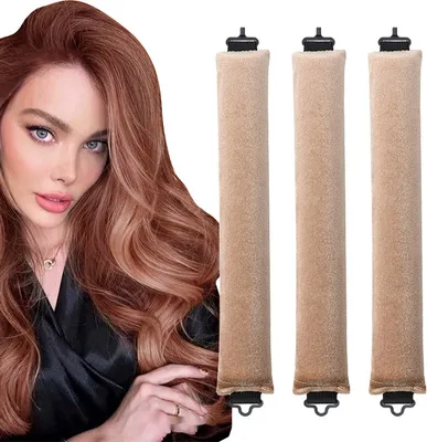 Produktbild von MODFU Heatless Curls Band,Neu Lockenwickler über Nacht 3 Stück Overnight Blowout Locken Ohne Hitze Diy Overnight Curls Gummi Hitzefreier Lockenwickler Locken über Nacht für Mittleres Langes Haar (Khaki)
