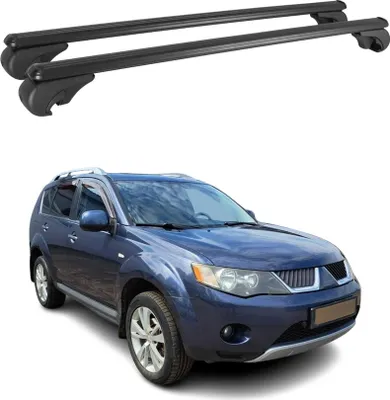 Image de Barres de toit Transversales pour Mitsubishi Outlander 2006-2012 Aluminium Noir