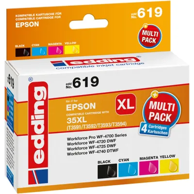 Immagine prodotto di cartucce EDD-619 nero, ciano, magenta e giallo compatibili con EPSON 35XL / T3596XL, set di 4 cartucce