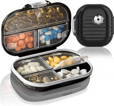 Produktbild von 2 Stück Pillendose für Unterwegs(Groß + Klein)Tablettenbox 7 tage für unterwegs丨Reise Pillenbox,Pill Organizer Travel Für Reise und Tägliches Gebrauch usw