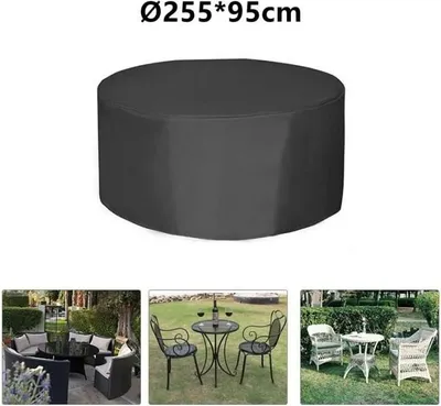 Obrázek produktu pro Ochranný kryt kulatého stolu, ochranný kryt na zahradní nábytek, Ø 255 x 95 cm, černý
