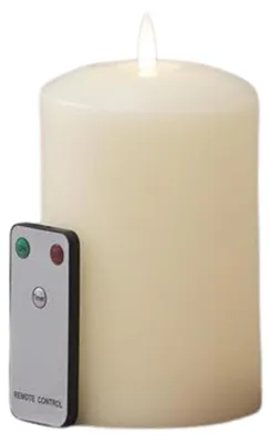 Produktbild von Lights4fun 15cm TruGlow® LED Echtwachskerze mit Fernbedienung und Timer Stumpenkerze LED batteriebetrieb Innen