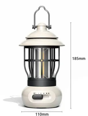Produktbild von LED-Beleuchtungslampe, oplaadbar über USB, dimmbar, 300 Lumen, für Camping, Wandern, Stromausfall und andere Anlässe.