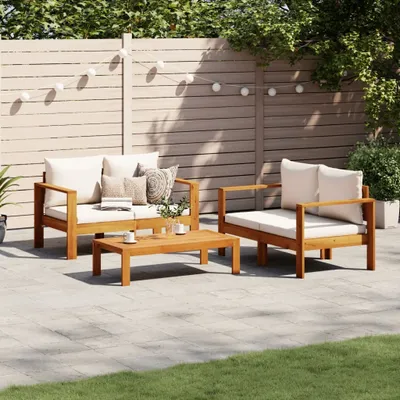 Produktbild von Möbel 3-tlg. Garten-Sofagarnitur mit Kissen Massivholz Akazie - Balkonmöbel 3214839