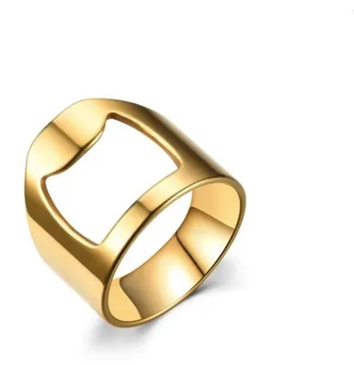 Ringförmiger Flaschenöffner aus Edelstahl, gold, multifunktional