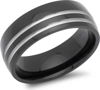 Produktbild von Geschwärzter Unique Edelstahlring 8mm Glanzrillen R9192