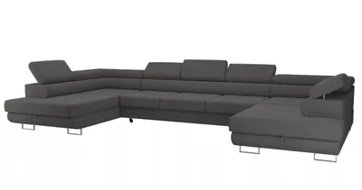 Produktbild von Ecksofa mit Schlaffunktion und Bettkasten PASTI XXL U-Form, Couch, Eckcouch für Ihr Wohnzimmer, Dunkelgrau