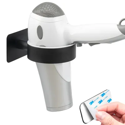 Immagine prodotto di bremermann serie bagno PIAZZA BLACK TAPE - supporto per asciugacapelli senza foratura - con cuscinetto adesivo, supporto per asciugacapelli in acciaio inox nero opaco