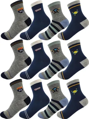 Produktbild von 12 Paar Kinder Socken Jungen & Mädchen mit Muster Baumwolle, 12 Paar, Mix7/23-26