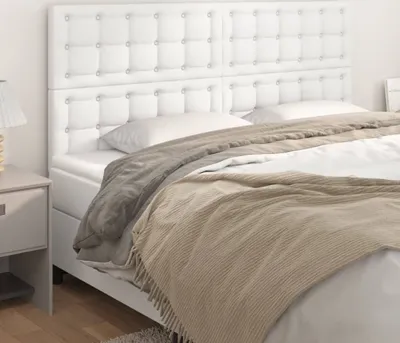 Imagen del producto de Living Store: 4 cabezales de cama, color blanco, 100x5x78/88 cm, fabricados en cuero sintético