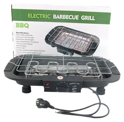 Produktbild von 2000W Tisch-Elektrogrill für Innen & Garten, raucharm, 6 Stufen Temperaturregelung, Antihaft-Grillplatte, ideal für Partys