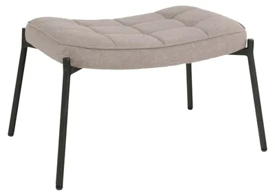 Image de Pouf Glasgow en tissu stone avec pieds noirs 63x42 cm
