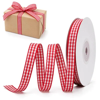 Rotes Karoband 9 mm x 22 m – Dekoratives Geschenkband zum Basteln & Verpacken