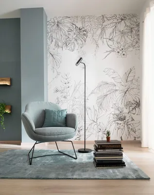 Produktbild von NEWROOM Tapete Schwarz Vliestapete Blumen - Wandbild Floral Weiß  Dschungel Blätter Tapete Romantisch Blumentapete