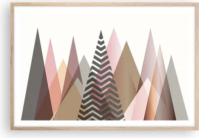 Produktbild von Gerahmtes Poster - Rahmen in heller Eiche - Berge Dreiecke Abstraktion - 91,5x61 cm - Wand Bild - Wanddeko - Wandbilder - Kunstposter - Wandposter - Bilderrahmen - Bilder - Kunstdruck P2NAA91x61-4402
