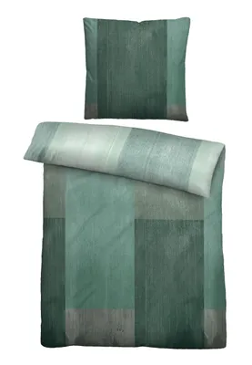 Produktbild von biberna Feinbiber-Bettwäsche 0006727 FARBVERLAUF BALKEN color: aqua, size: 1x 155x200 cm + 1x 80x80 cm