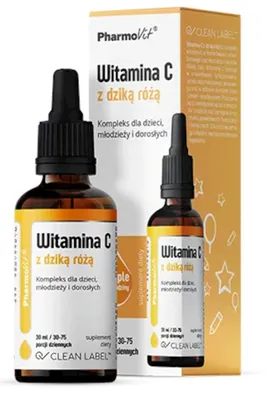 WITAMINA C Z DZIKĄ RÓŻĄ BEZGLUTENOWA W KROPLACH 30 ml - PHARMOVIT