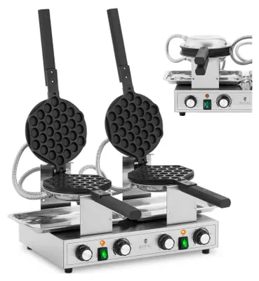 Zdjęcie produktu dla Gofrownica Bąbelkowa Podwójna Do Gofrów Bubble Waffle Teflon 2 X 1400 W
