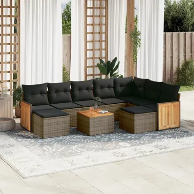 Produktbild von 10-tlg. Garten-Sofagarnitur mit Kissen Grau Poly Rattan 3260632