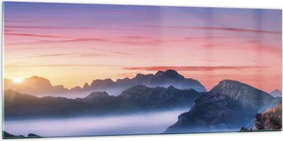 Produktbild von Bilder auf glas - Einteilig - Westen Sonne Berge - 120x50cm - Glasbilder - Wandbilder - Bilder - zum Aufhängen bereit - Wanddekoration aus Glas - Glas Bilder - Wandbild auf Glas - GAB120x50-4525