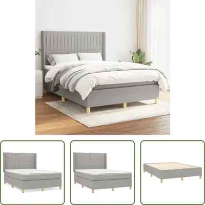 Produktbild von The Living Store Boxspringbett mit Matratze Hellgrau 140x190 cm Stoff