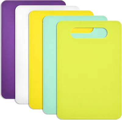 Imagen del producto de Juego de 5 tablas de cortar de plástico, de 29 x 19 cm, antideslizantes, libres de BPA, para la cocina