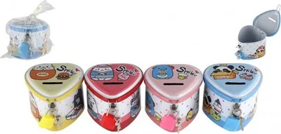 Obrázek produktu pro Pokladnička plechová srdce se zámkem 8x7cm - mix barev