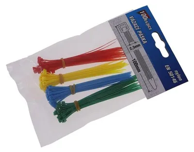 Obrázek produktu pro Pásky vázací 100x2.5mm 100ks barevné 23880