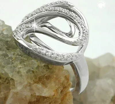 Produktbild von Gr. 60 - Ring 20mm mit vielen Zirkonias glänzend rhodiniert Silber 925 Ringgröße 60