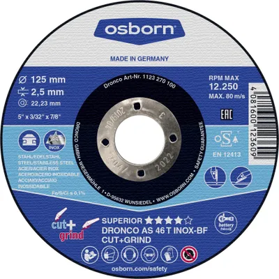 Produktbild von Osborn Kombi-Trenn- und Schruppscheibe AS46T Inox Cut+Grind 115x2,5 mm T42 5 Stk