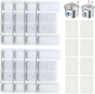 Produktbild von Zivacate Katzenbrunnen Filter - 8 Stück Kohlefilter & 8 Stück Schwämme | Dreifach-Filterung, Filter Katzenbrunnen für Zivacate Trinkbrunnen für 2.2L / 2.8 L