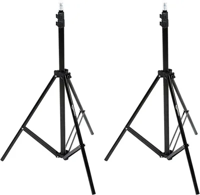 Zdjęcie produktu dla Amazon Basics Statyw oświetleniowy do aparatu fotograficznego 2,04 m, zestaw 2 sztuki, aluminium, czarny