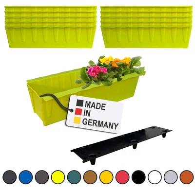 Image de BURI 10 inserts de jardinières pour palettes Euro avec tapis d'arrosage | 37,3cm vert clair | Jardinière pour palette Euro | Balconnière | Pot de fleurs | en plastique solide | Germany