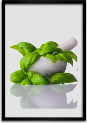 Produktbild von Bild - Bilderrahmen - 50 cm x 70 cm - MDF - Rahmen - Wandkunst Mörser und Kräuter
