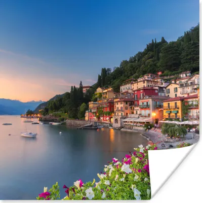 Produktbild von MuchoWow® Poster Italien - Sonnenuntergang - See 50x50 cm - Wohnzimmerdekoration